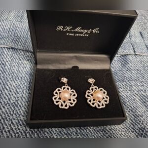Silver and Pearl Floral Earrings